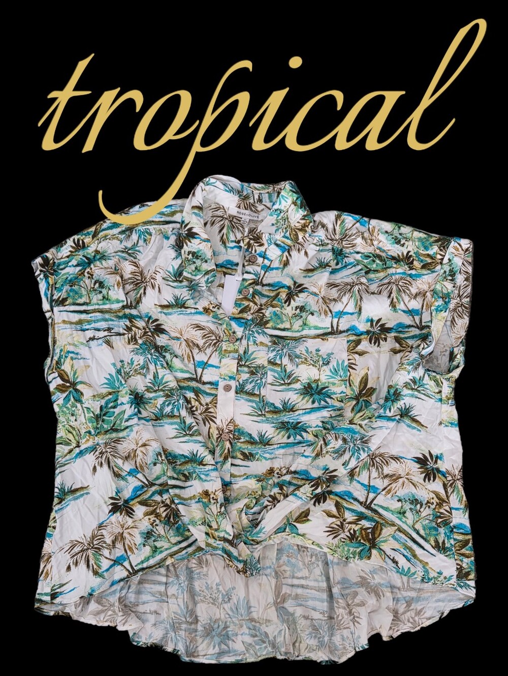 Tropical Hawaiian Button-Front Short Sleeve Shirt Women 2X